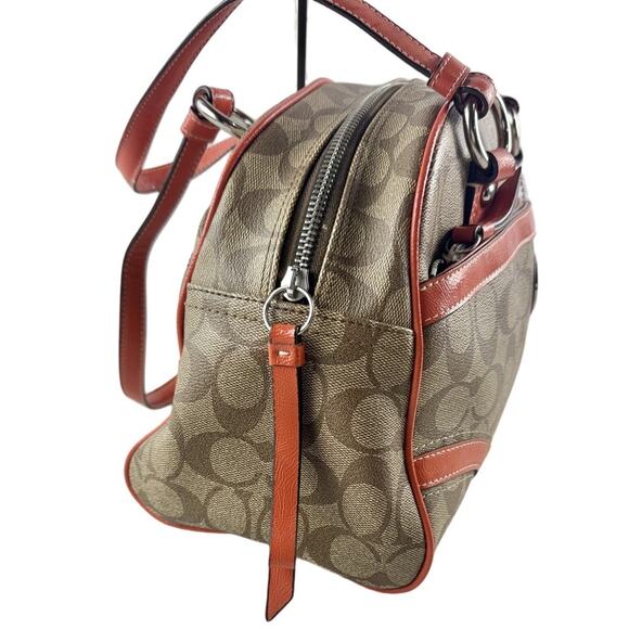 COACH-F18918-PEYTON-SATCHEL KHAKI/ORANGE‎ - Picture 5 of 8